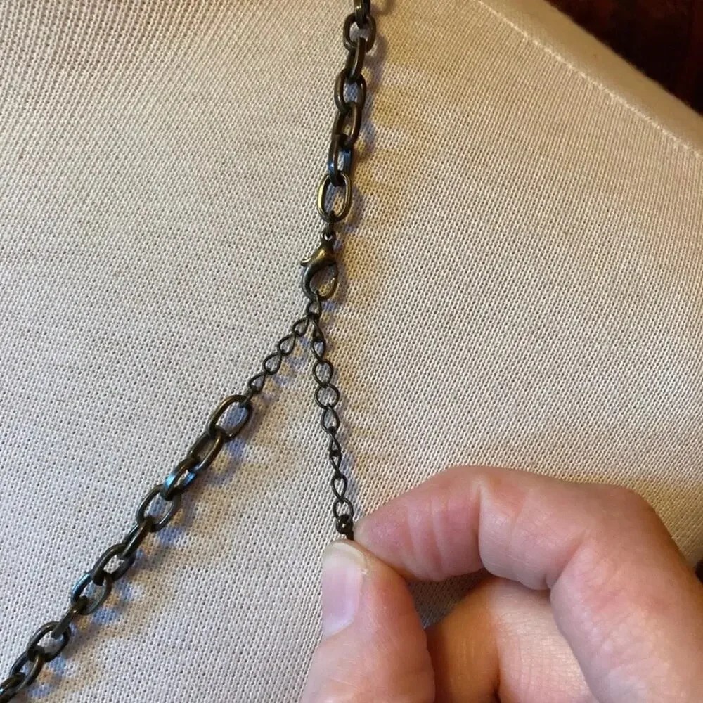 Brass- and earth-tone chunky statement necklace
